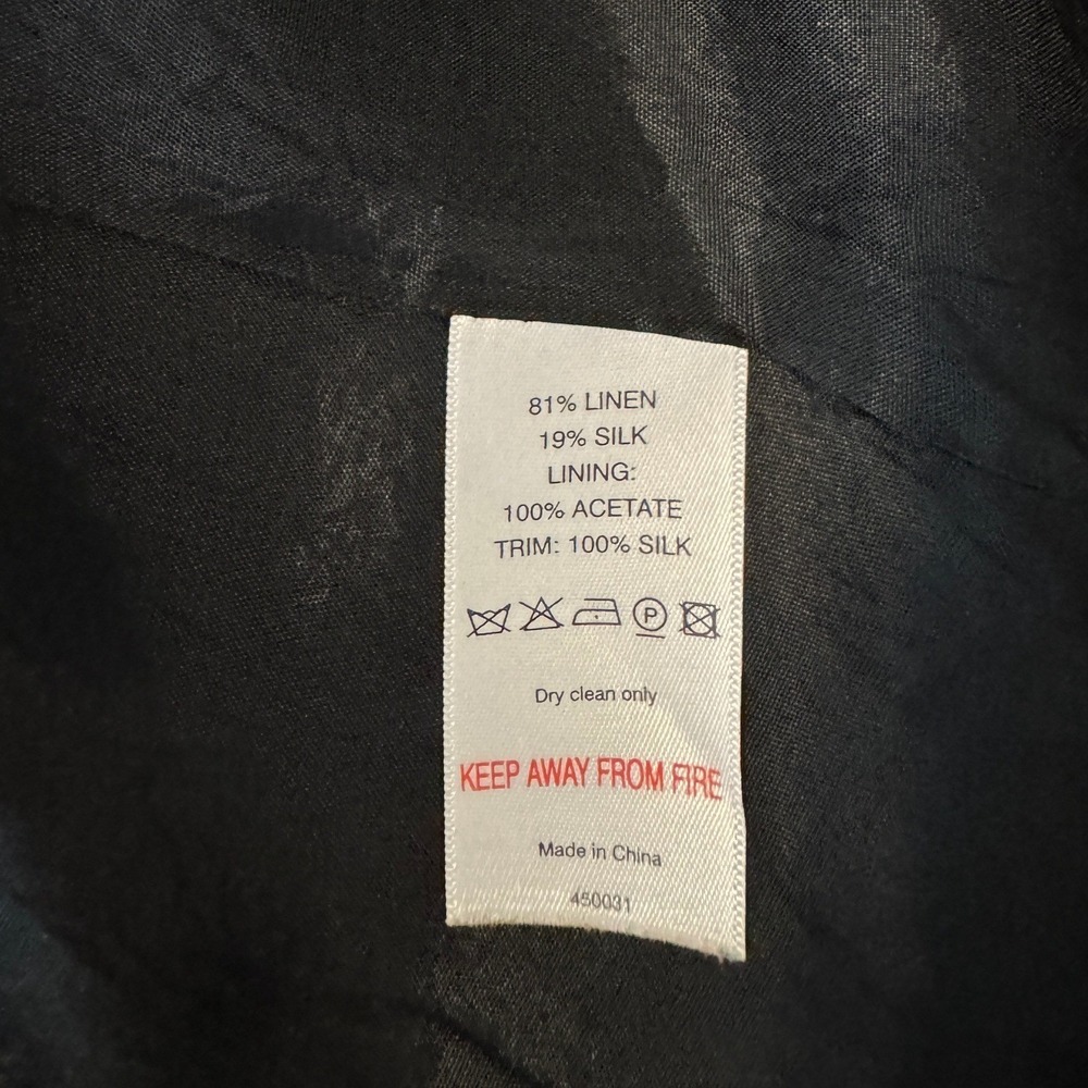Monsoon Black Linen/Silk Floral Applique A-Line Dress 10 Wedding Guest Cocktail - Picture 9 of 9